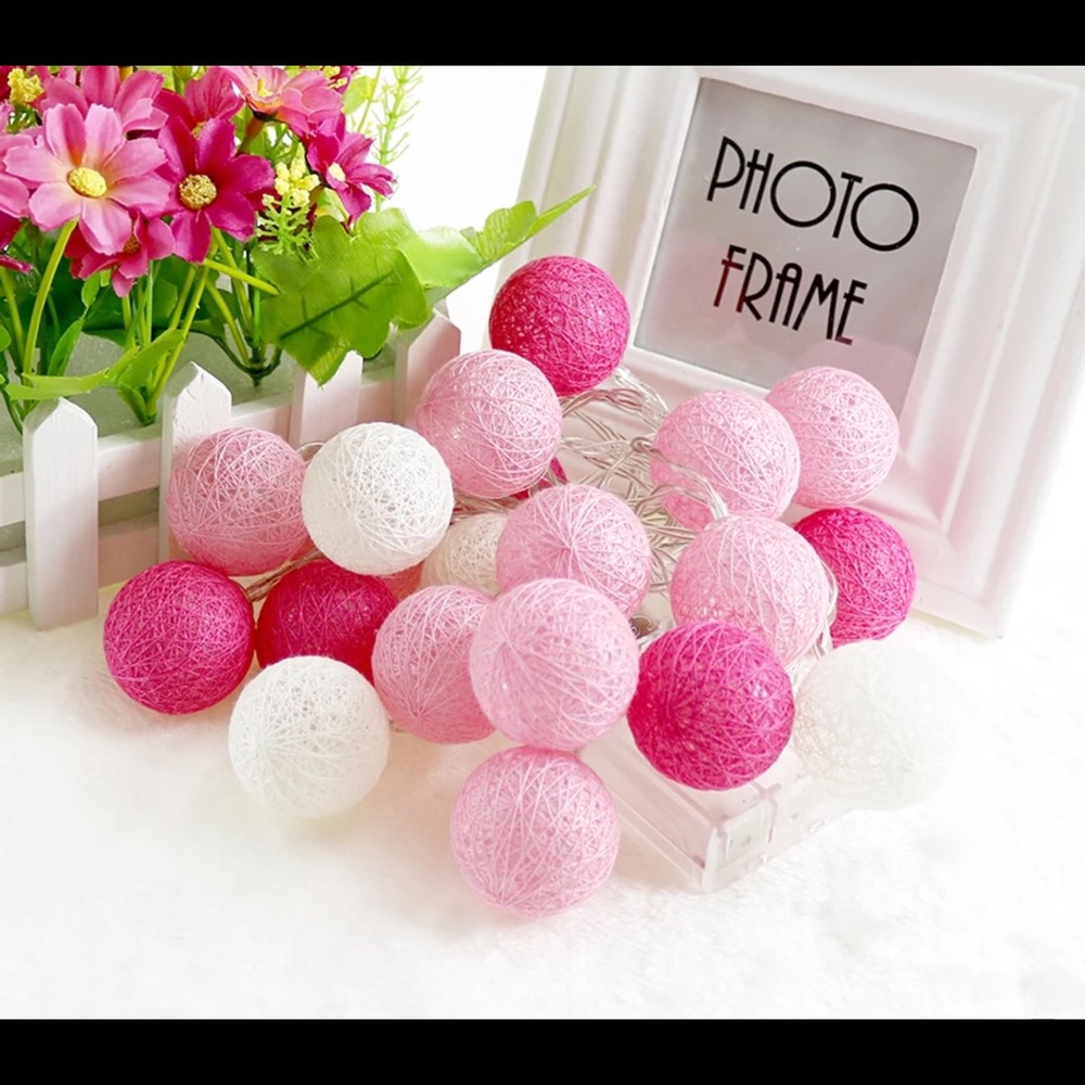 LEDs RATTAN BALLS STRING LIGHTS BATTERY OPERATED